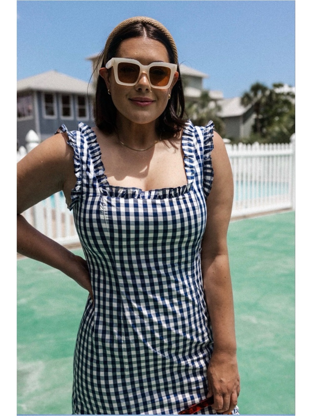 JCrew Ruffle Trim Gingham Mini Dress